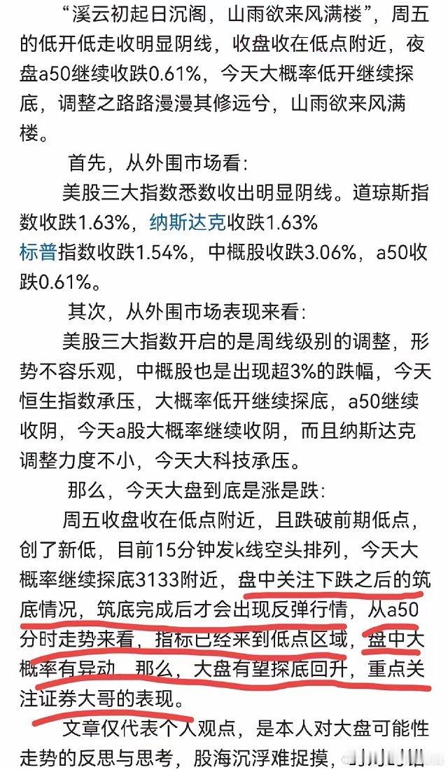 周二午评：如期冲高回落，下午还会继续涨吗？其实走势已经了然于胸“月黑雁飞高，单于