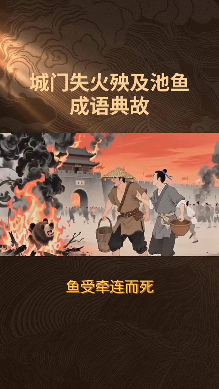 成语典故：城门失火殃及池鱼。
城门失火殃及池鱼是一个汉语成语，以下是相关介绍。