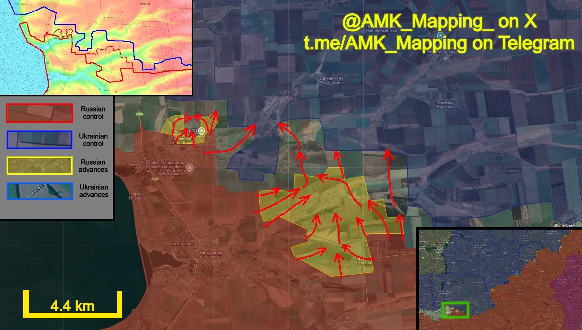 AMK扎波罗热在斯捷普诺希尔斯克方向，俄军加强了进攻行动，过去几天取得了重大进展