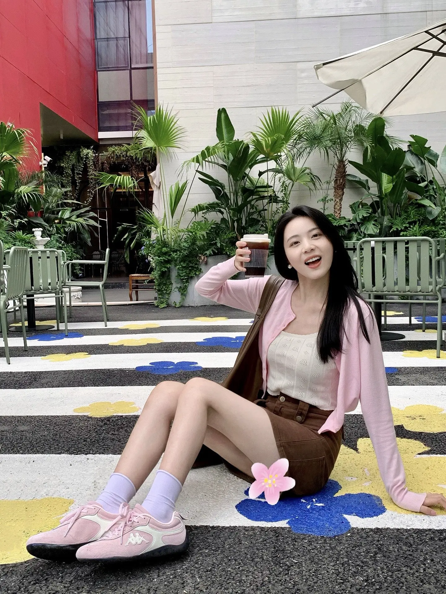 来拍照了 ootd 粉色系 Kappa赛车鞋