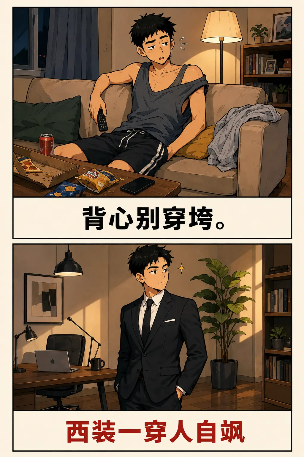 别急着减肥，先把衣服穿对。人靠衣装，佛靠金装。男生穿搭体面不在贵衬衫皱...