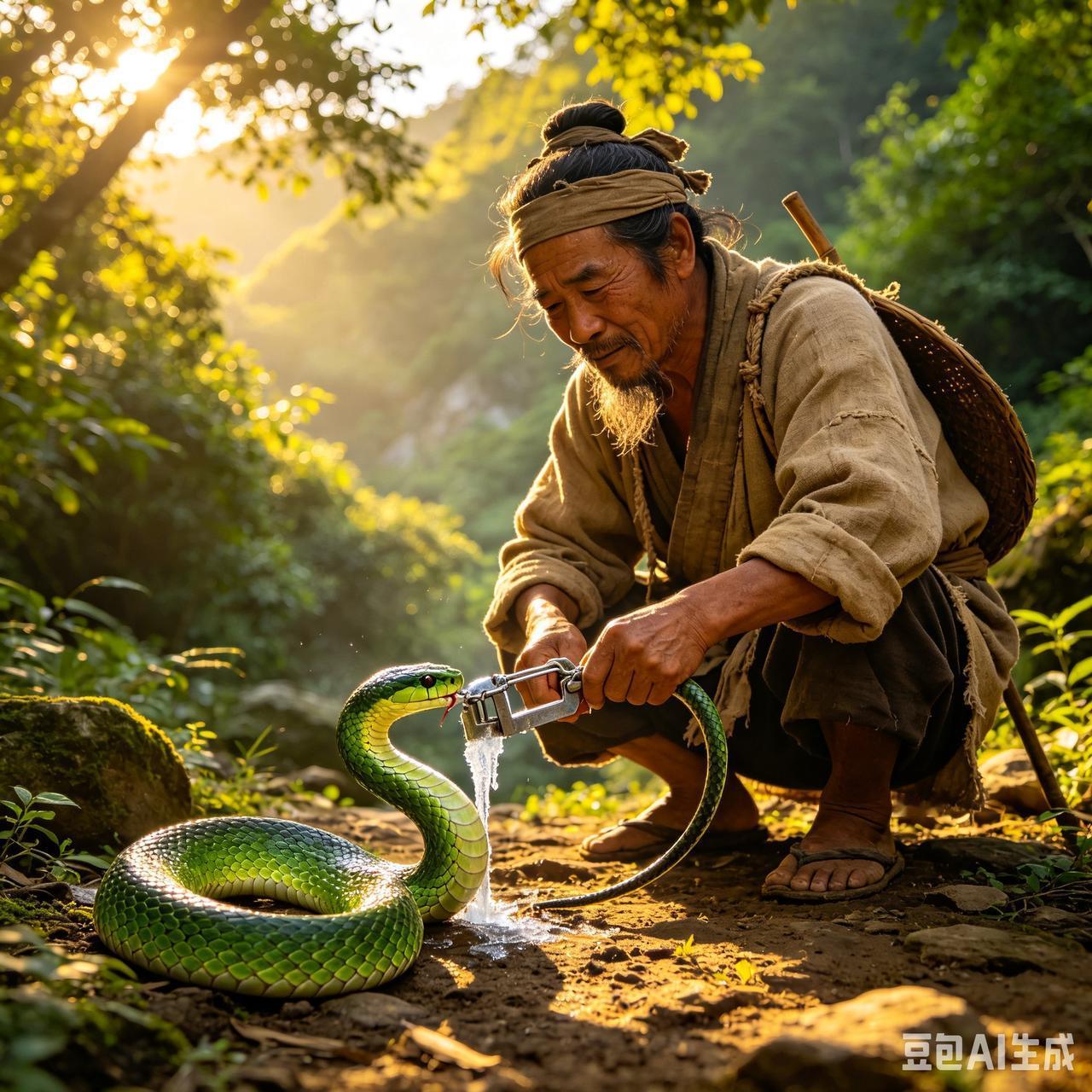 农夫救了一条蛇，从此没人敢欺负他

明朝嘉靖年间，有个叫蔡义的人，心地善良。一日