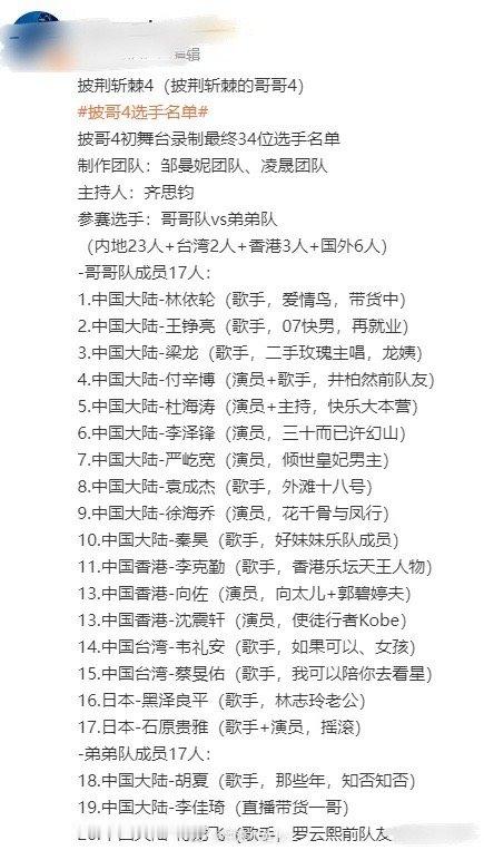 今年的披哥浪姐人数都是挺多的，《乘风2024》初舞台36个人，《披荆斩棘4》初舞