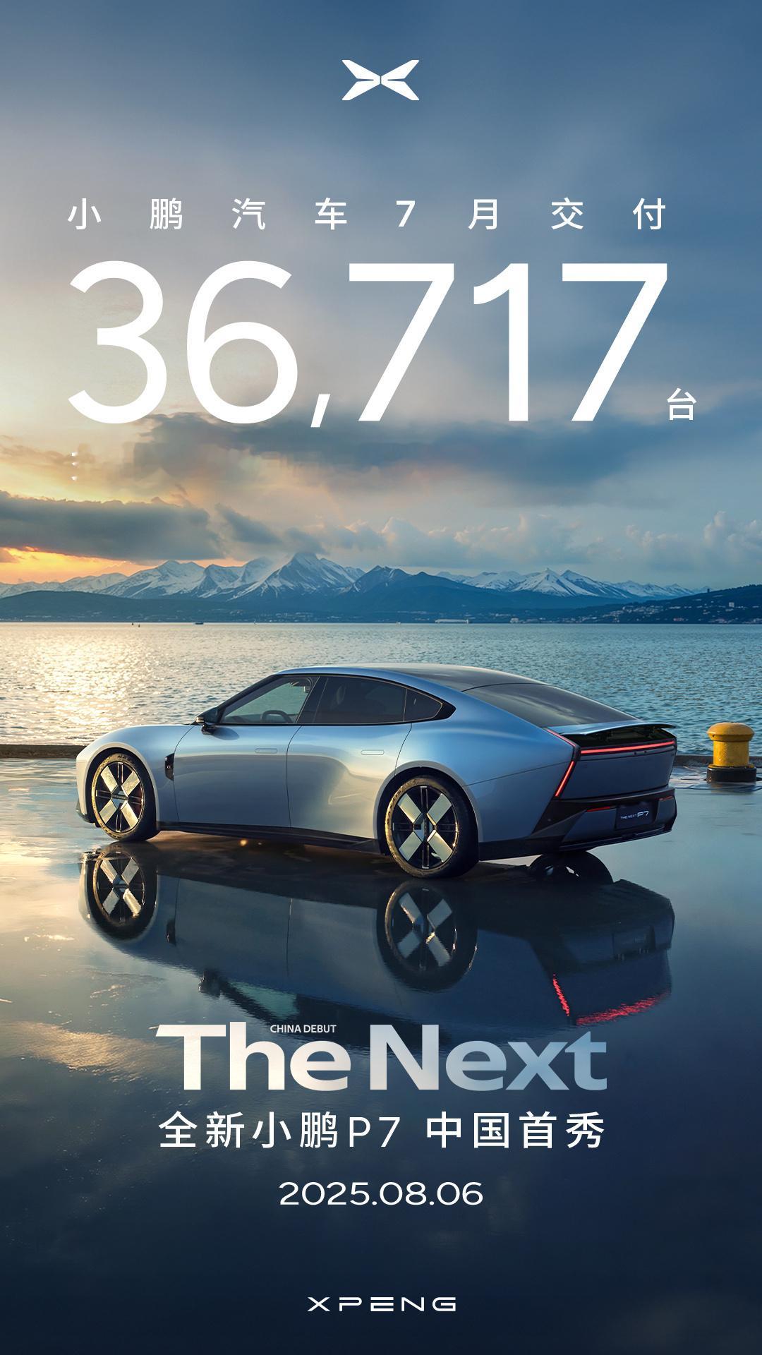 小鹏7月交付36717台，历史新高 ​​​