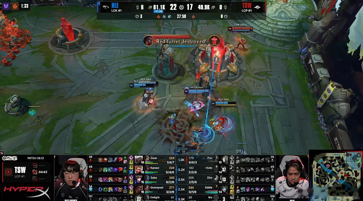 HLE 2-0 TSW拿到赛点HLE首局速通TSW2026MSI