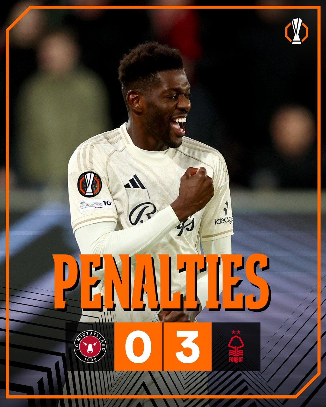 【森林躺赢点球大战😂】欧联杯1/8决赛次回合收官，诺丁汉森林客场2-1击败中日