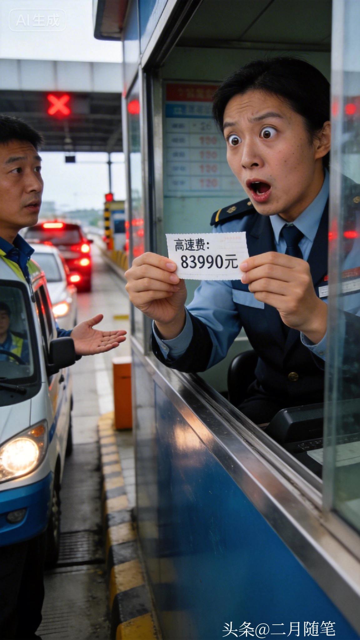 男子下高速显示高速费83990元，
收费员震惊：你有没有绕路？驾驶员：
我电车能