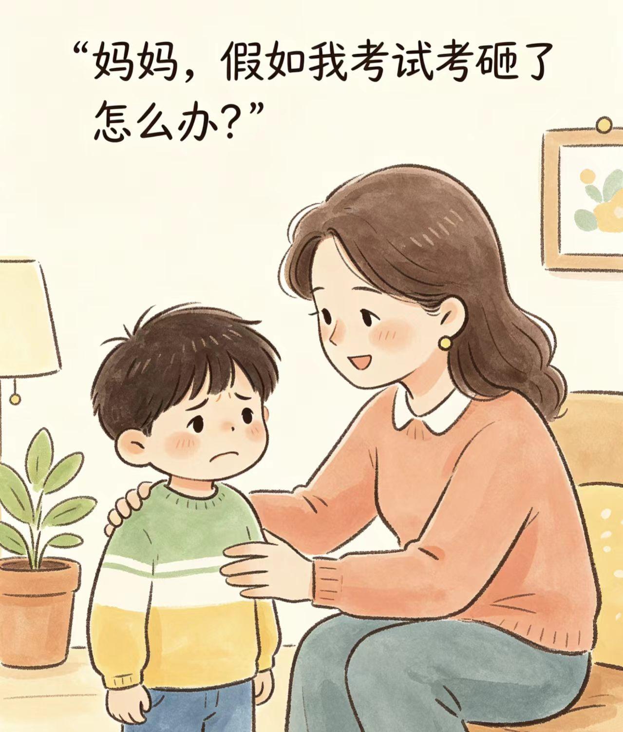 一位妈妈的回答，获赞无数：
孩子问：
“妈，要是考砸了怎么办？”

妈妈说：
“
