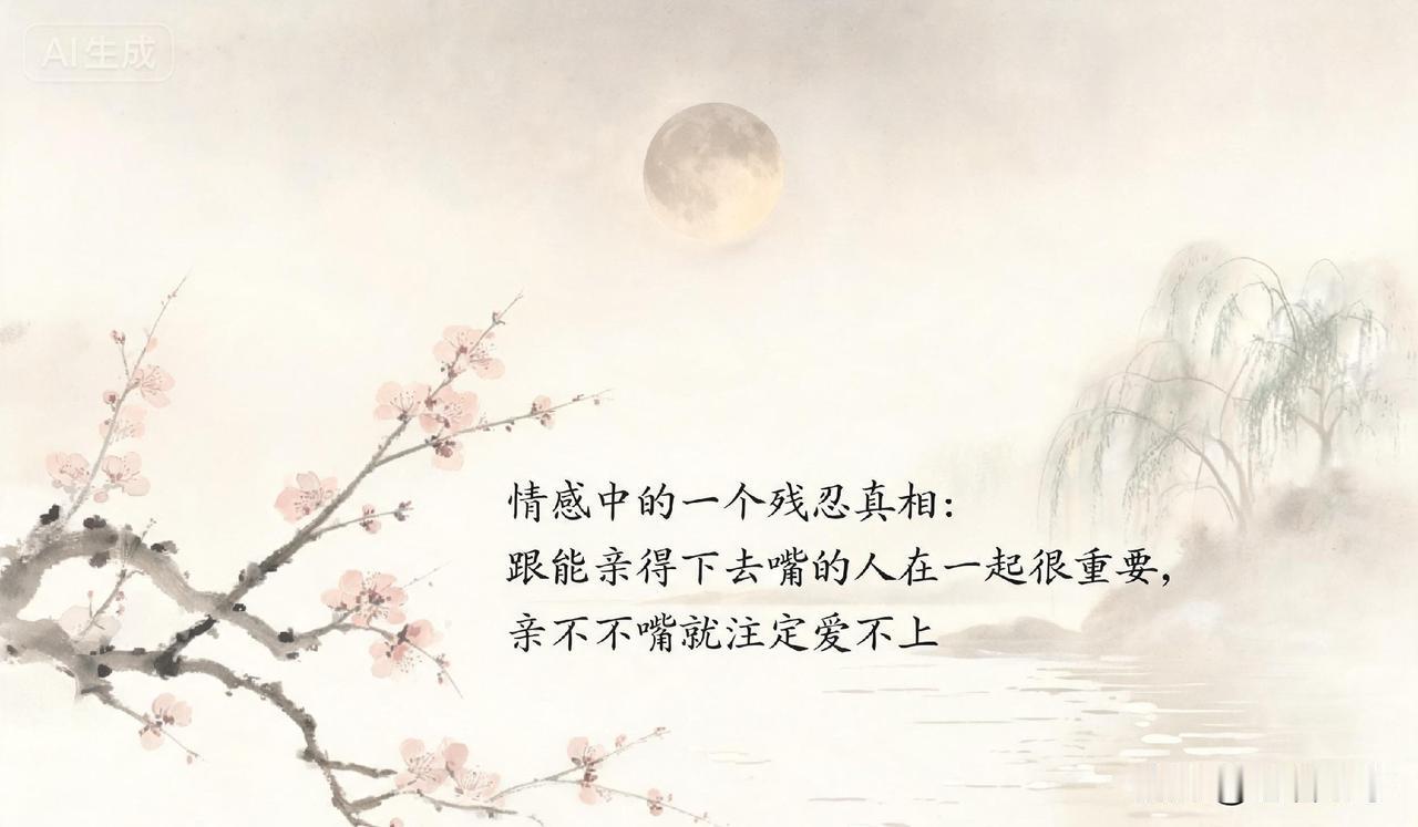 情感中的一个残忍真相：跟能亲得下去嘴的人在一起很重要，亲不下嘴就注定爱不上。
