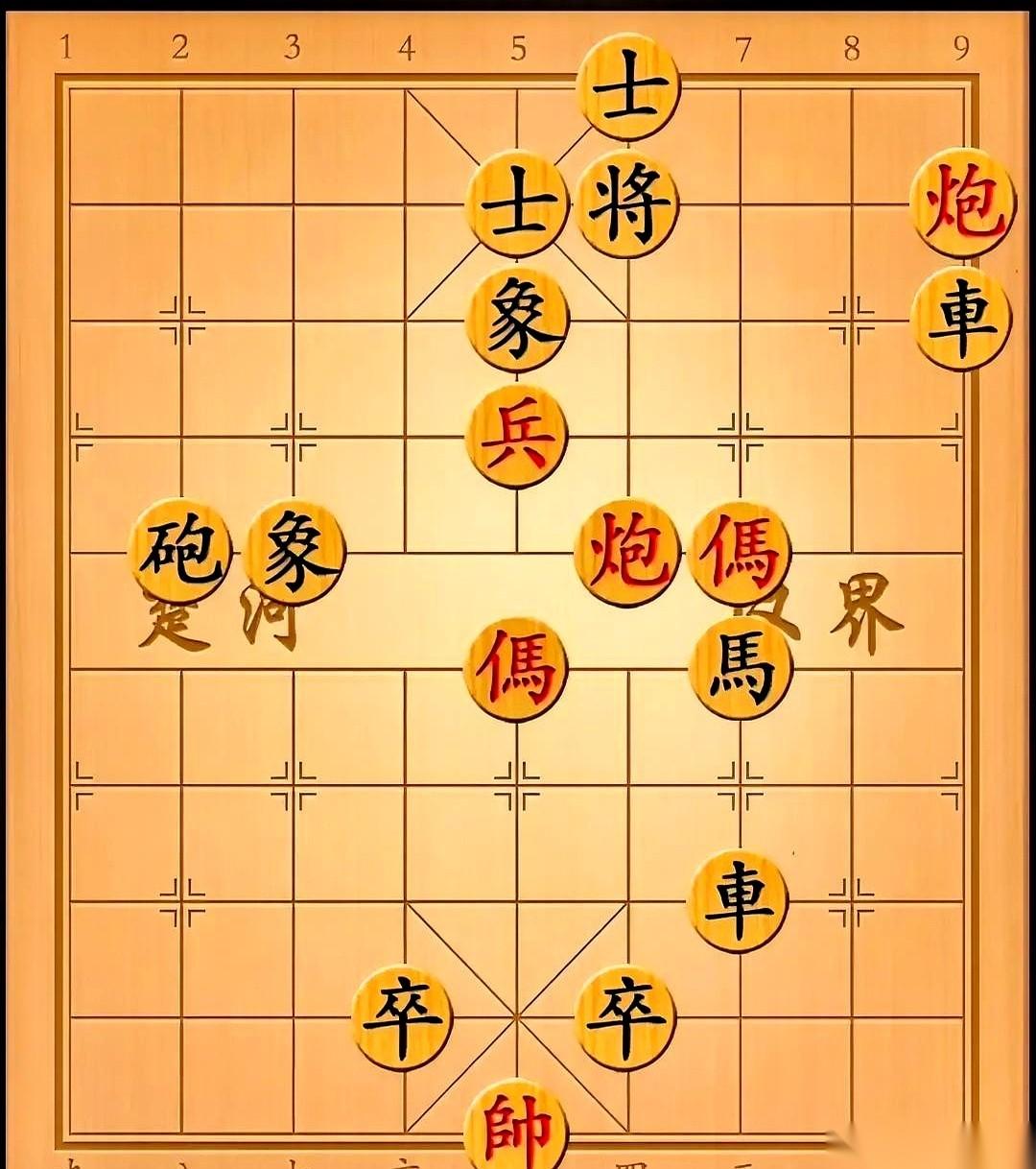 讲真，第一眼看这棋盘，我差点直接把手机揣兜里走人了。
黑棋那家伙，车马炮全在，两