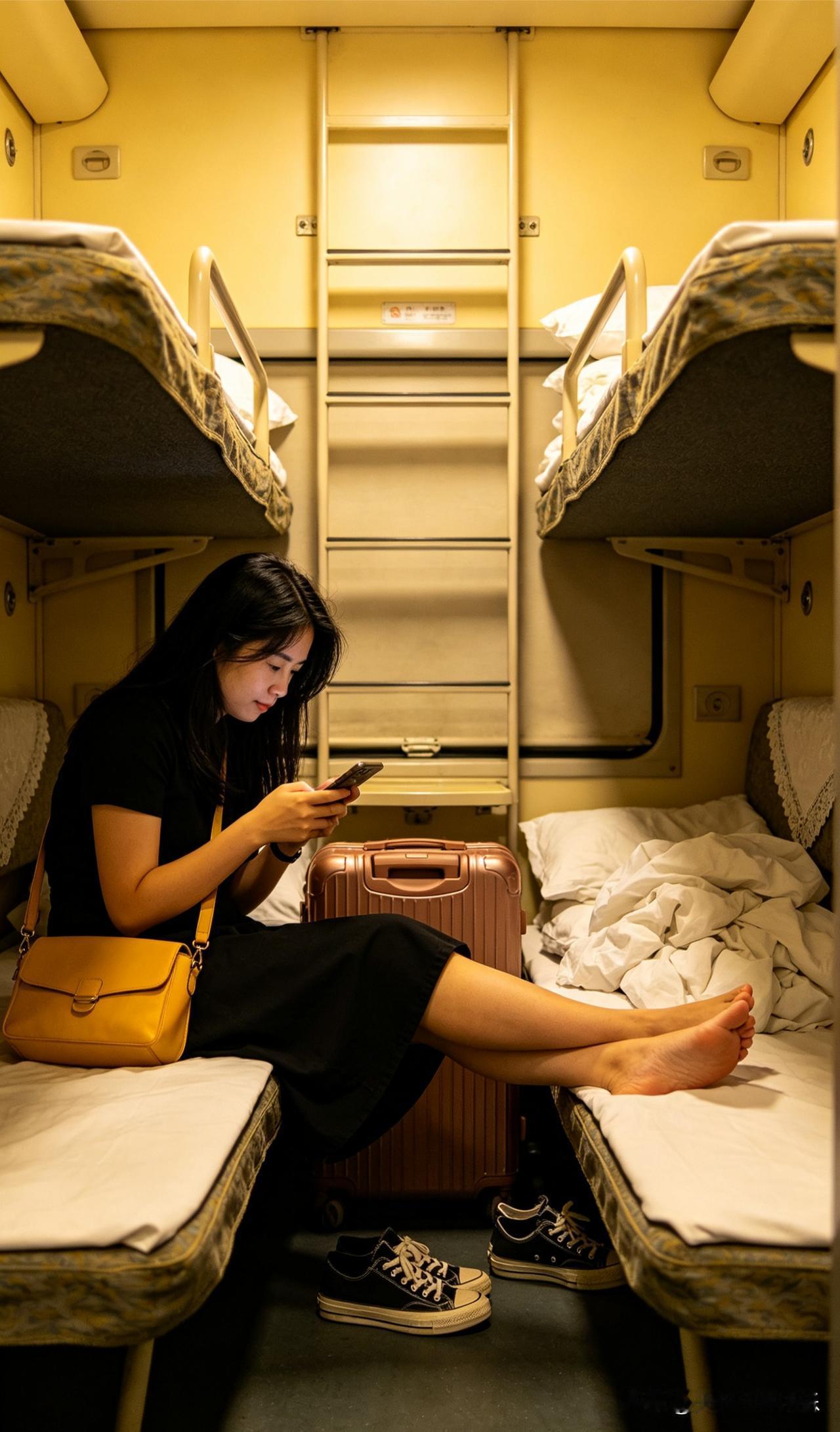 ai宝妈坐火车去出差，一边玩手机，一边放松ai宝妈 宝妈ai AI高铁淑女照 a