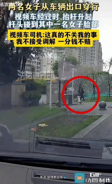 用权利来压人？
湖南，两名女子从车辆出口穿行，有车主正好经过时，抬杆升起正好碰到