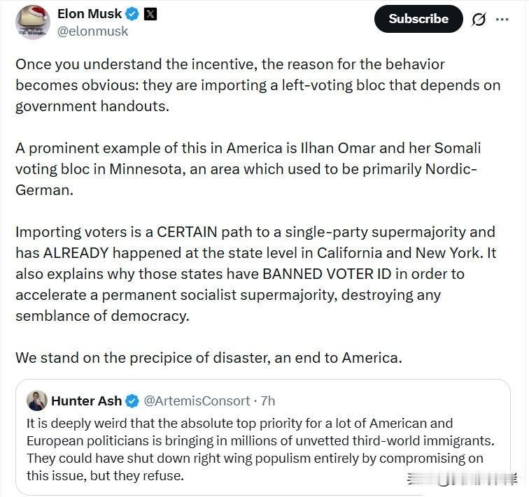 马斯克：一旦你理解了背后的动机，这些行为的原因就变得显而易见：他们正在引入一个依