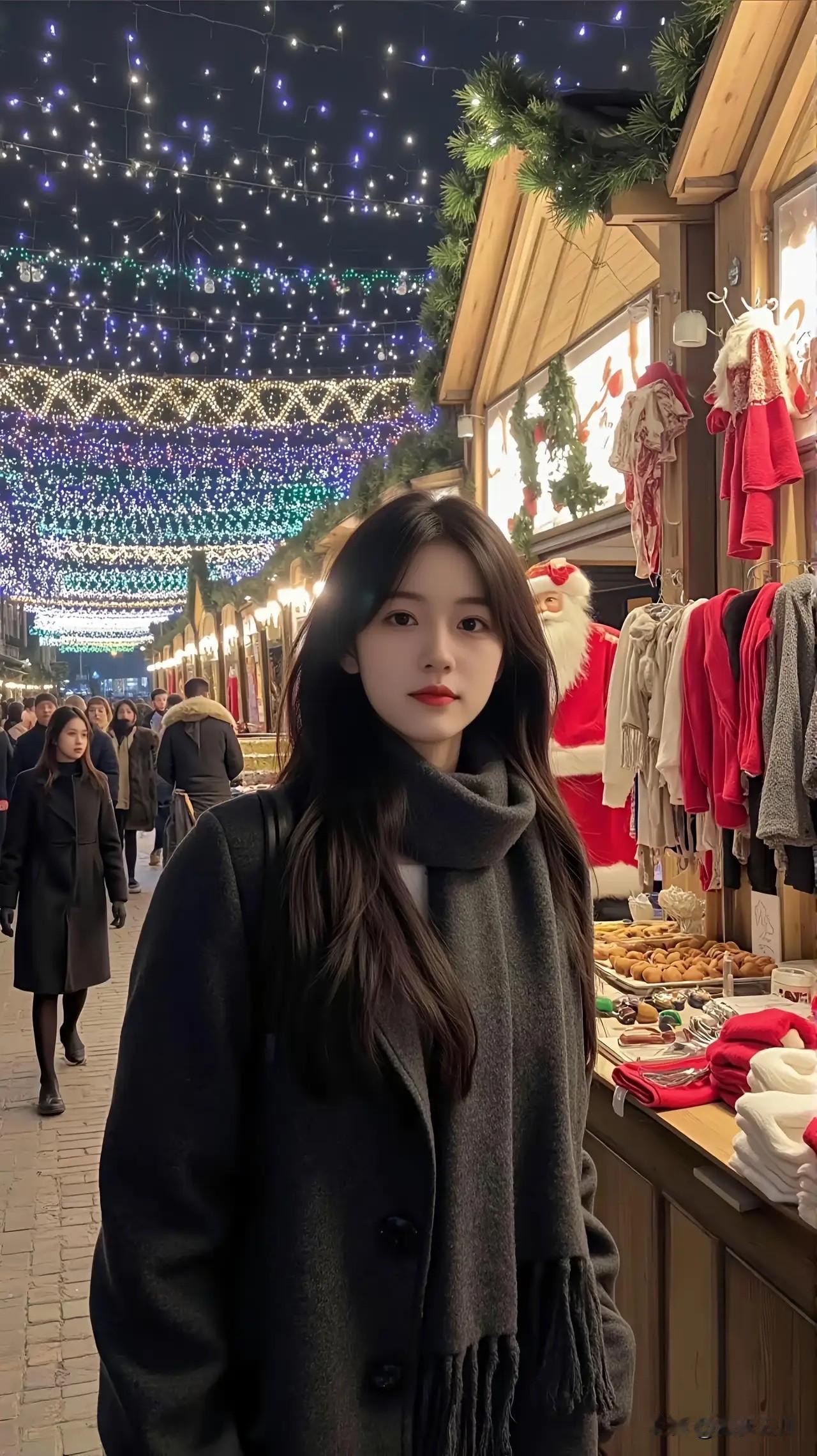 霓虹扯着衣角晃
红围巾堆在摊位上 发烫
风剥着路人的外套
热红酒的蒸汽 漫过叫卖