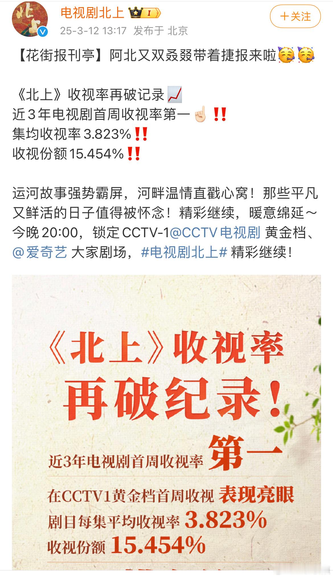 近3年电视剧首周收视率第一北上近3年电视剧首周收视率第一北上收视率再破记录 收视