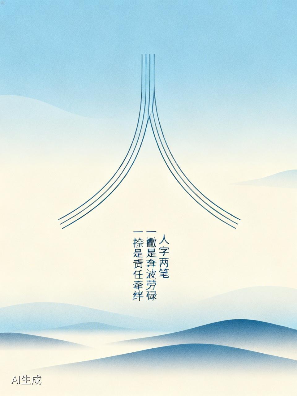 人字两笔，一撇是奔波劳碌，一捺是责任牵绊。