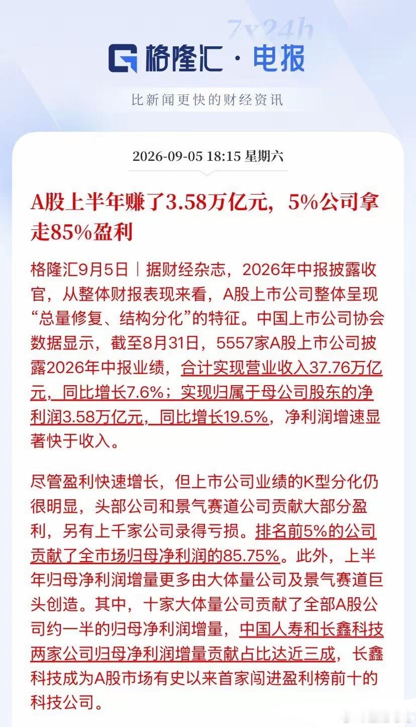 a股 半年狂赚3.58万亿，半导体印钞机都冒烟了，股价为啥还趴着？A股中报收官，