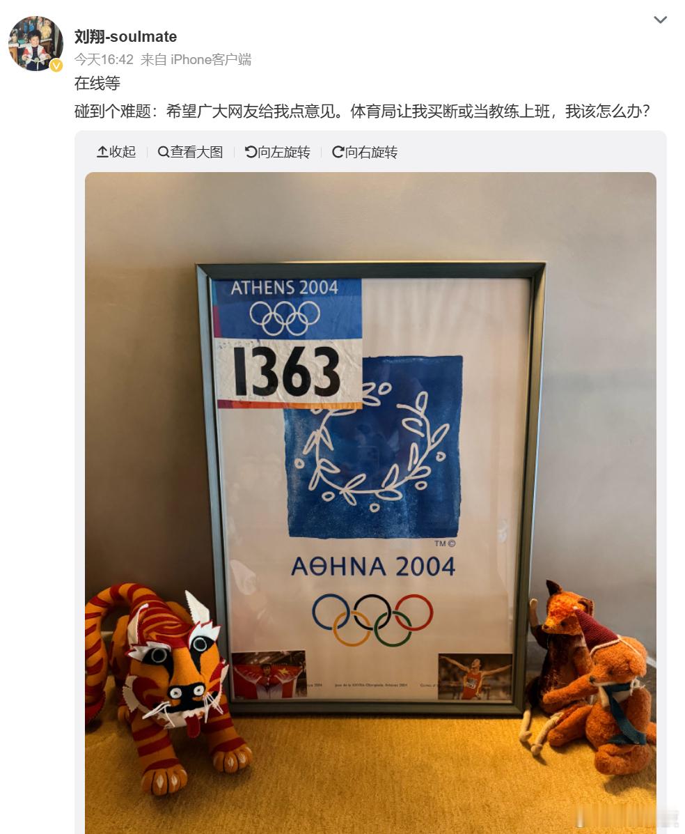 刘翔求助还以为刘翔发生了啥事，看自己兴趣爱好呗，如果还想给跨栏尽一份心、喜爱这份