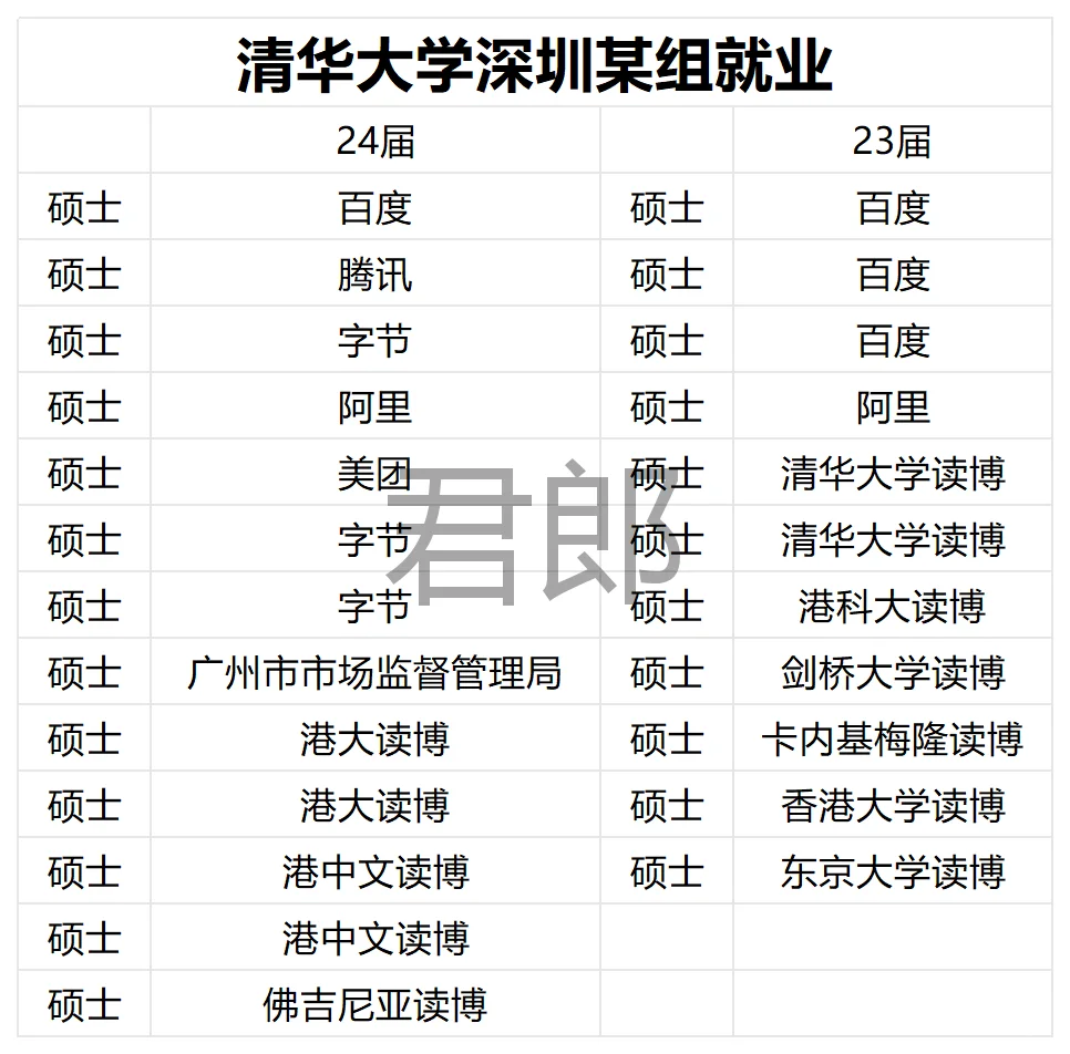 清华大学深圳某组24届就业