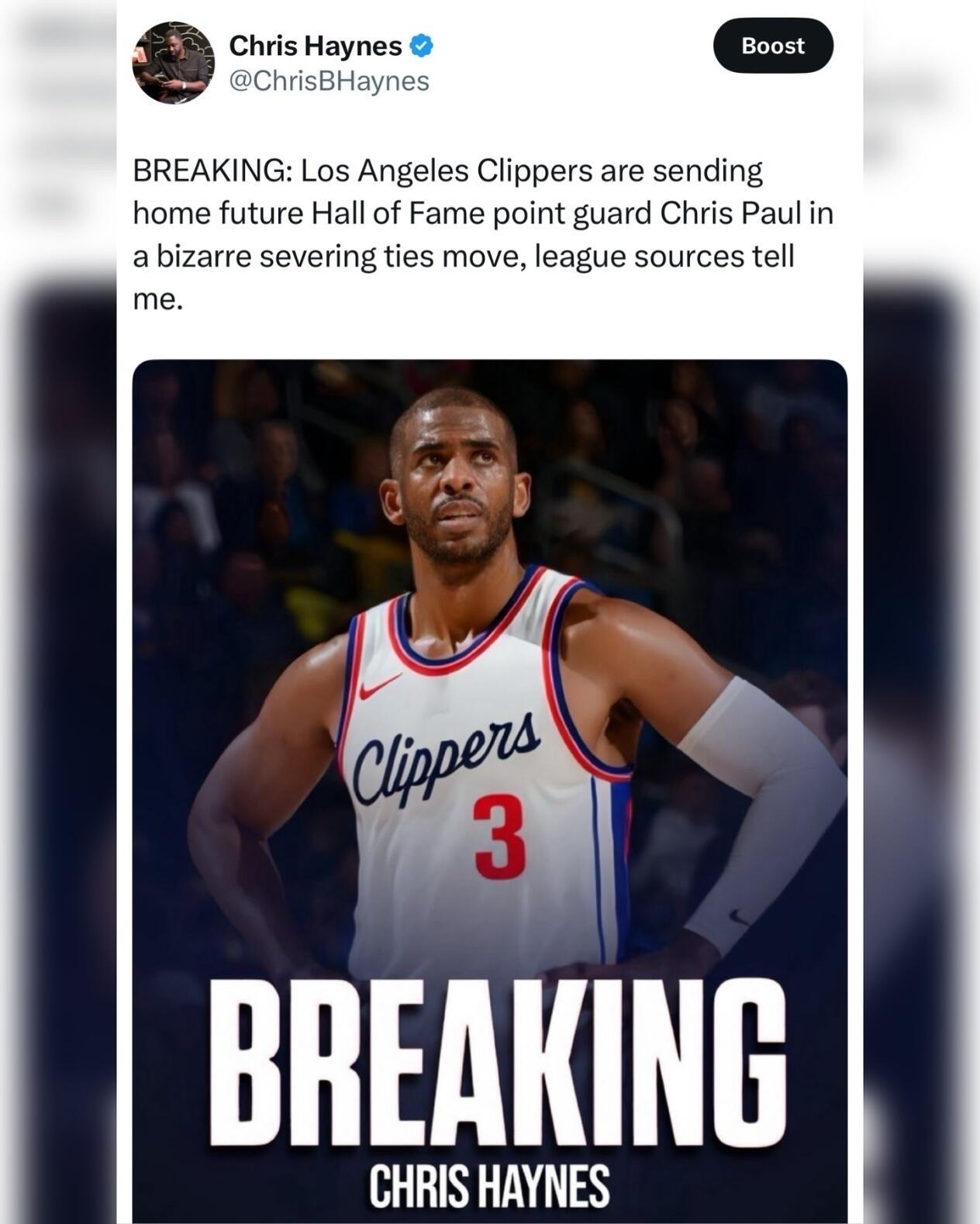 保罗会不会原地退役？？？
就在刚刚，真没想到下午四点还有nba的新闻
远赴客场的