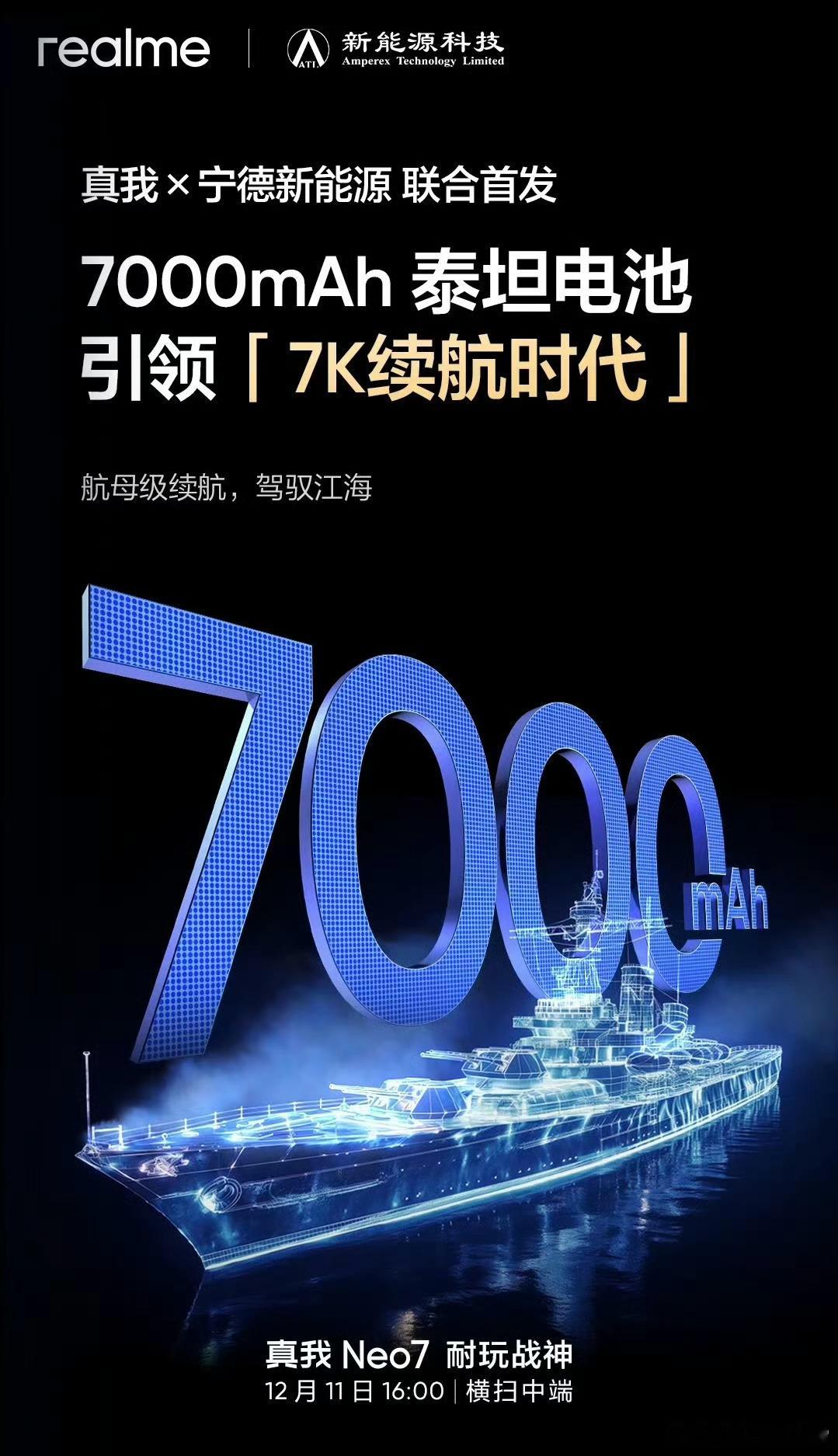 刺激，国产手机是真卷啊，真我Neo7动不动电池就搞到7000mAh，按这种节奏发