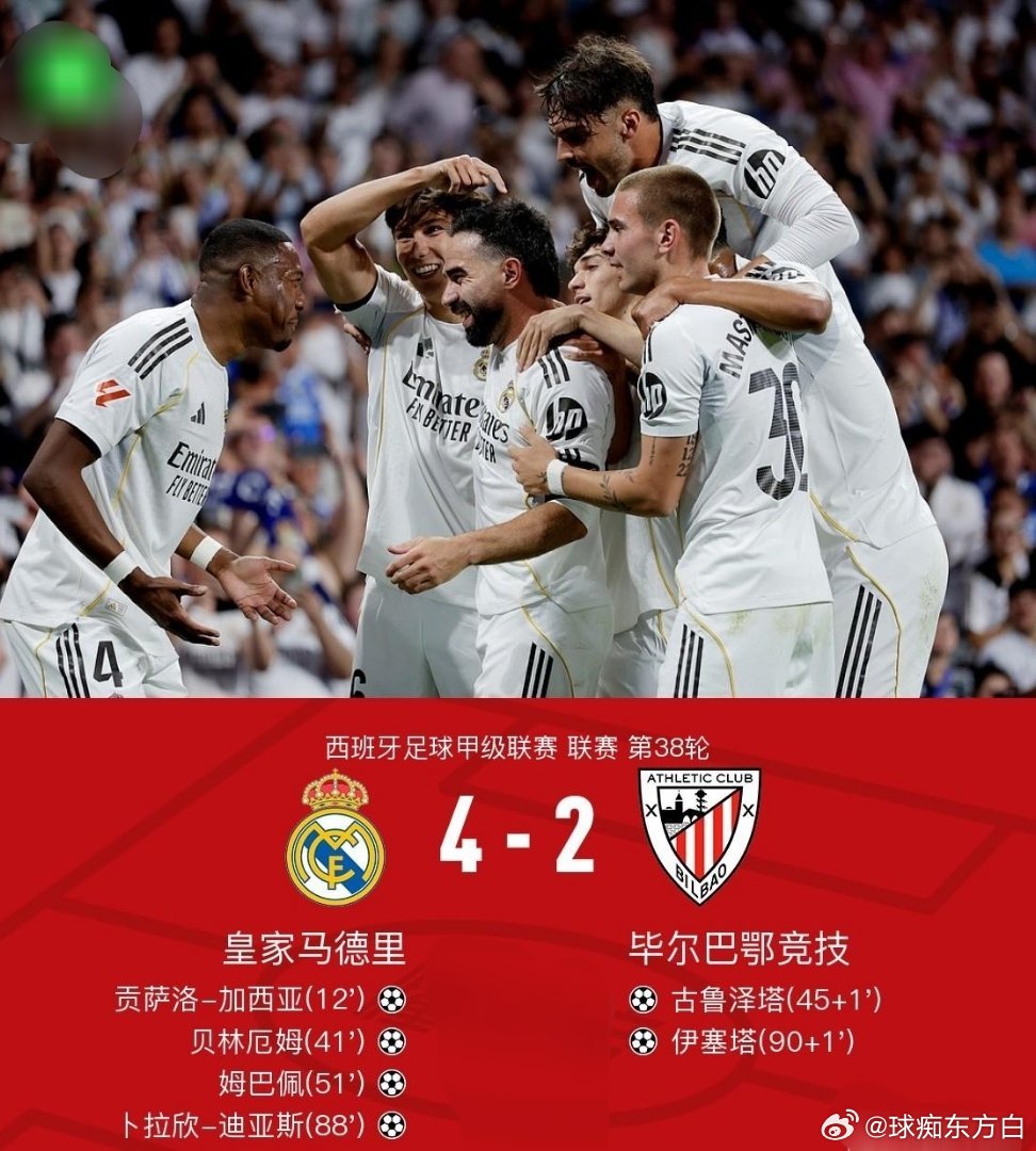 北京时间5月24日西班牙足球甲级联赛 联赛 第38轮，皇家马德里主场对阵毕尔巴鄂