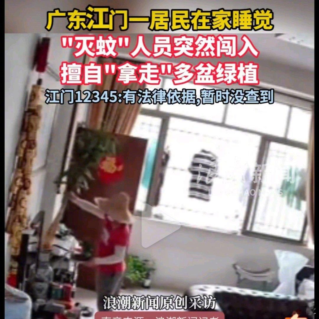 居民在家睡觉灭蚊人员闯入拿走绿植这不算是滥用公权私闯民宅吗[思考]要是在美国，怕