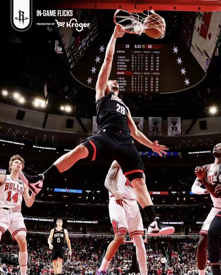 差距不小，火箭三分41中11&替补仅9分，公牛38中19&替补53分NBA男篮 