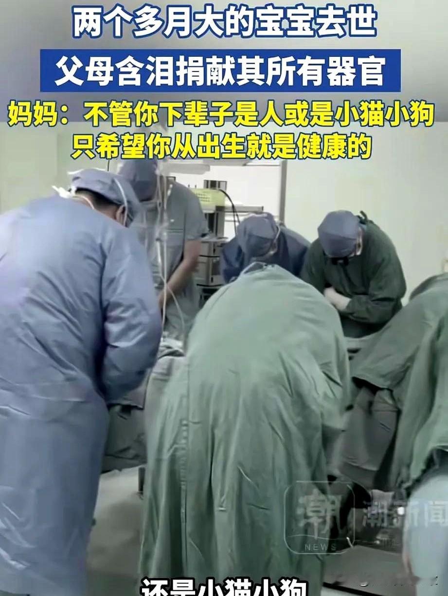 出生两个月的婴儿因病去世，妈妈轻轻的抚摸着孩子的脸，流着眼泪哽咽的说：“下辈子不