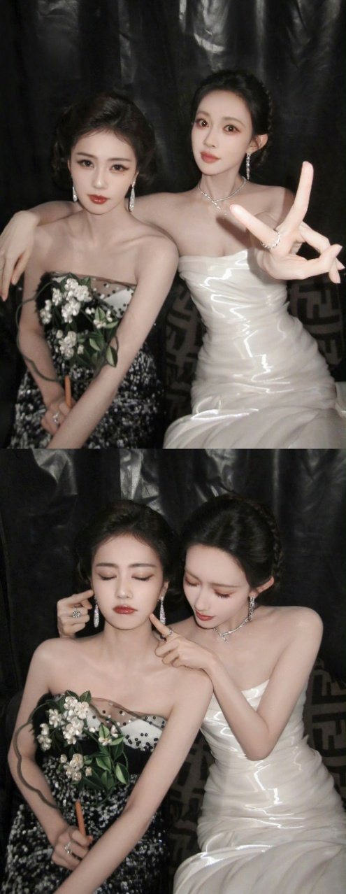 白鹿晒和孟子义合照白鹿晒与孟子义合照 双倍美貌冲击！娱乐