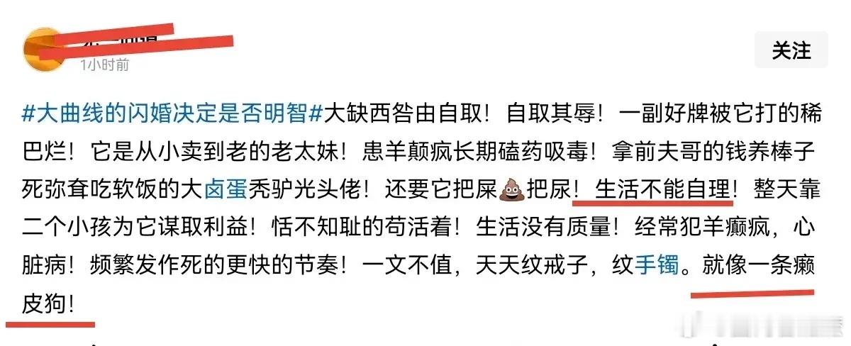 这人应该跟大S有仇？不然为什么会用如此恶毒的语言去骂一个自己从未见过的女人？三年