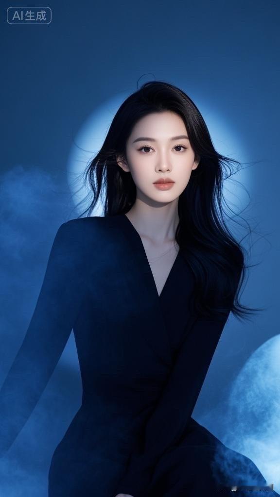 冷艳的蓝调光影，神秘的氛围，让人沉醉的少女