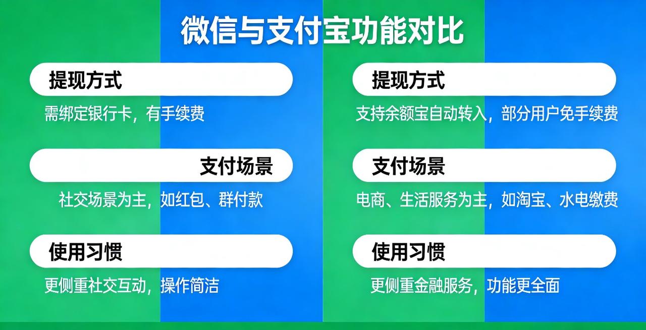 微信和支付宝日常都常用，提现、支付、使用习惯差别大，到底哪个更实用更好用？