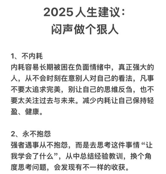 2025人生建议:闷声做个狠人
