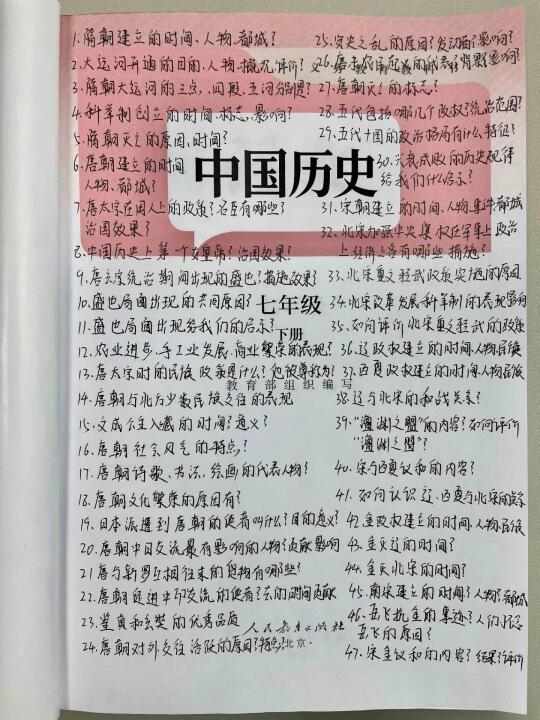 七下历史真恶心，反反复复就考这139个问题！