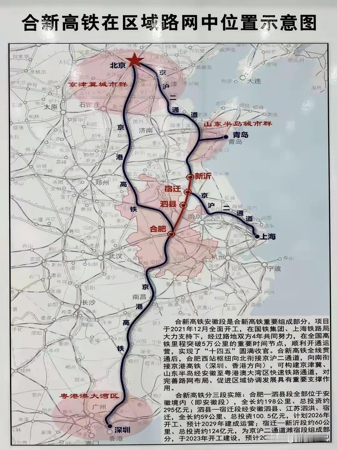 合肥西站就是合新的站点，通过这个站点就可以去大湾区，香港，江西。
山东，江苏都可