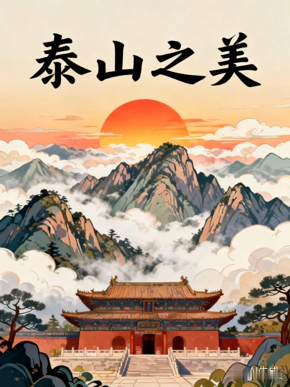 泰山之美，美在雄浑壮阔的自然景观。站在山脚下，仰望那高耸入云的山峰，巍峨挺拔，直