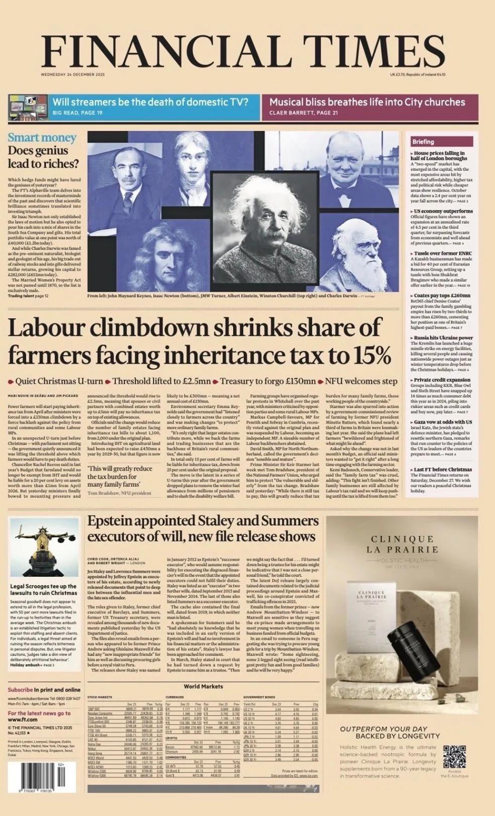 《金融时报》报道，照片显示，“聪明钱”， 天才会带来财富吗？
 哪些对冲基金可能