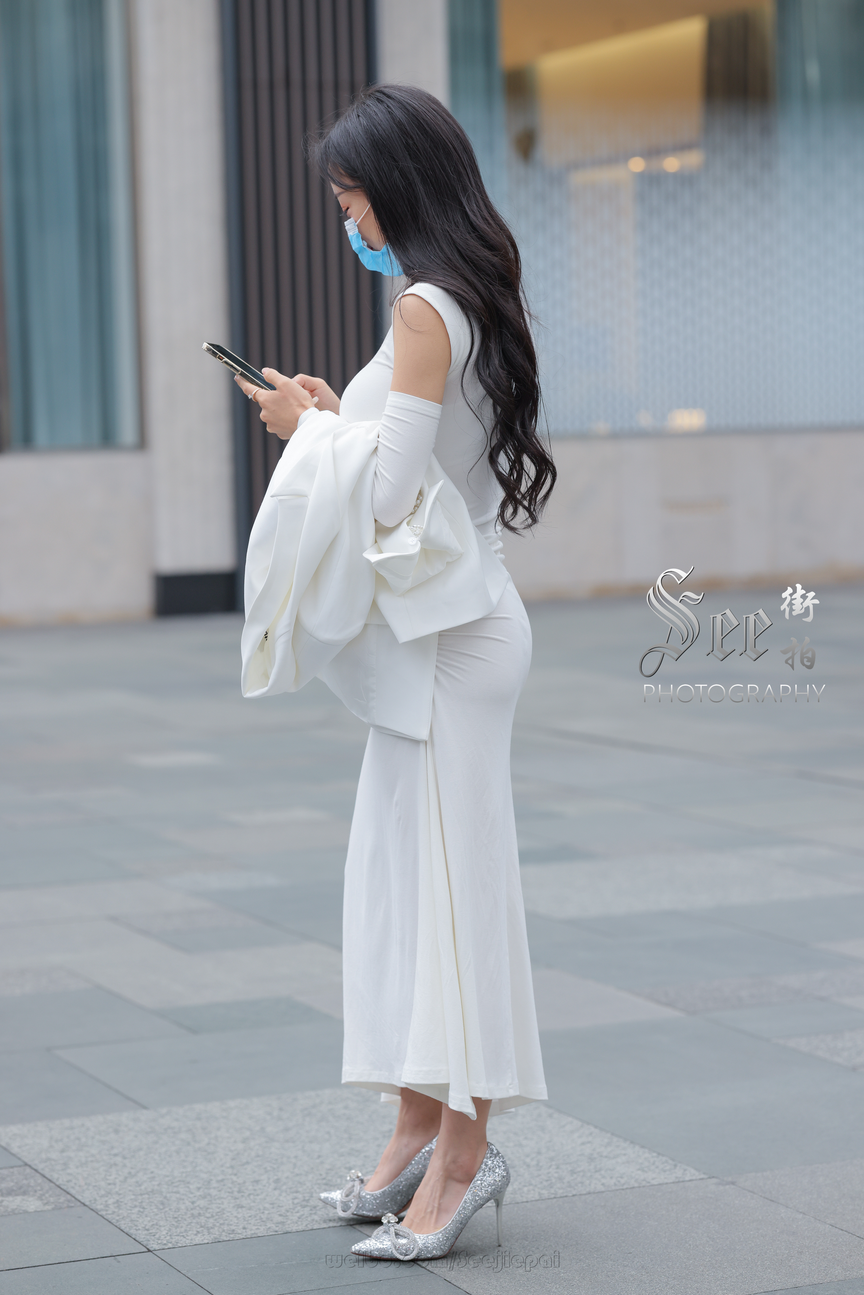 修身白色长裙~~ ​​​