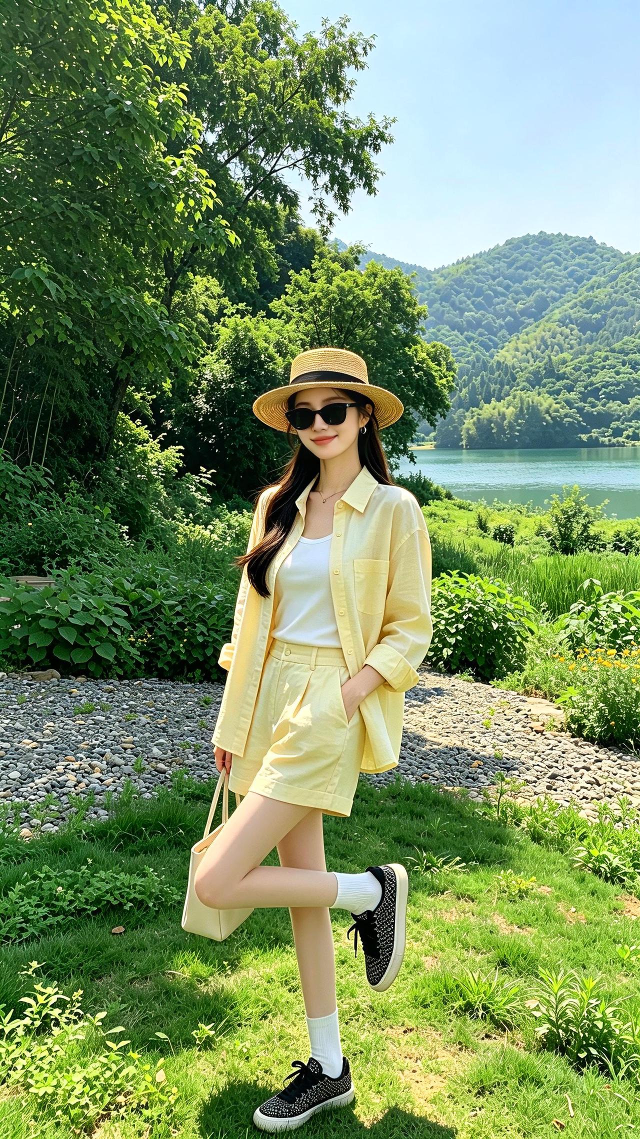 自由松弛感穿搭 户外田园风 夏日慵懒感look 日常穿搭分享 小个子穿搭
