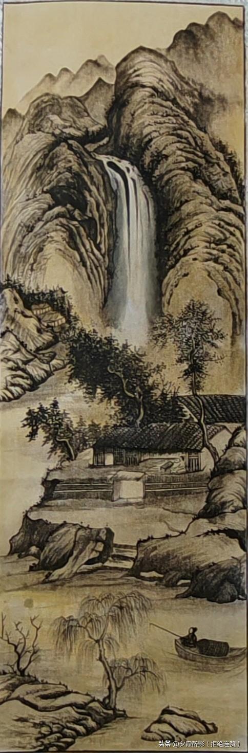 这几天一笔一笔慢慢打磨，今天终于完成了这幅山水小品，还是湿的，就迫不急待的拍了下