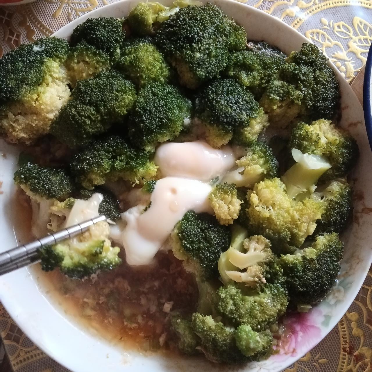 先生学一道菜
鸡蛋蒸西兰花

今天早上，老儿积极进厨房准备大显身手，还神秘的不告