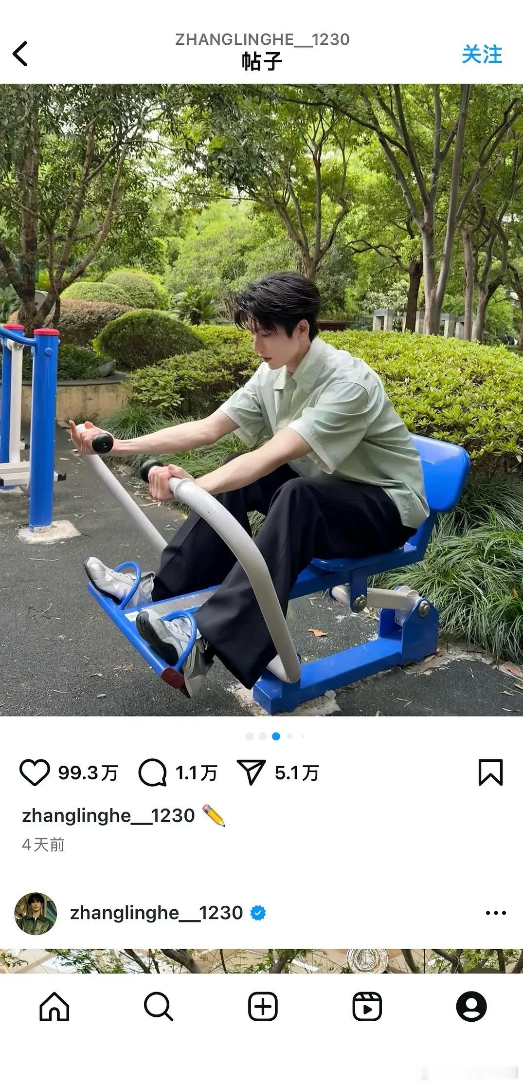 张凌赫INS马上连着6条破百万了，果然很多品牌全球代言人都不是虚的，海外铺广也很