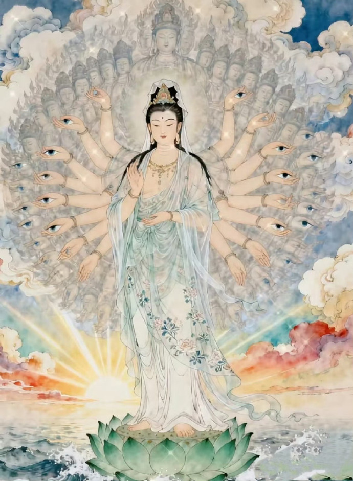 我奶奶说了，遇到千手观音一定要许愿，真的很灵的