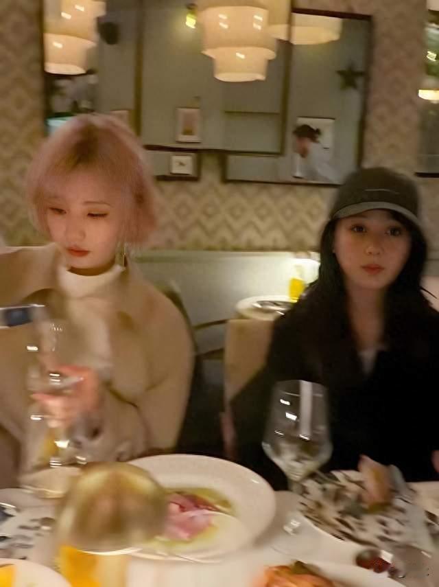 刘诗诗杨紫刘冲巴黎聚餐闲谈，粉发趣事出圈，美女同框氛围感拉满