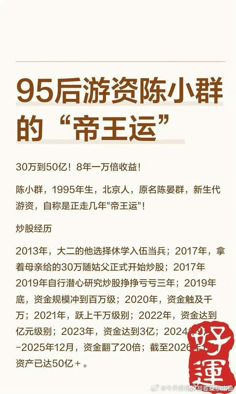 陈小群 徐翔章 盟主股 票翻倍口诀：  收藏好！ ​​​