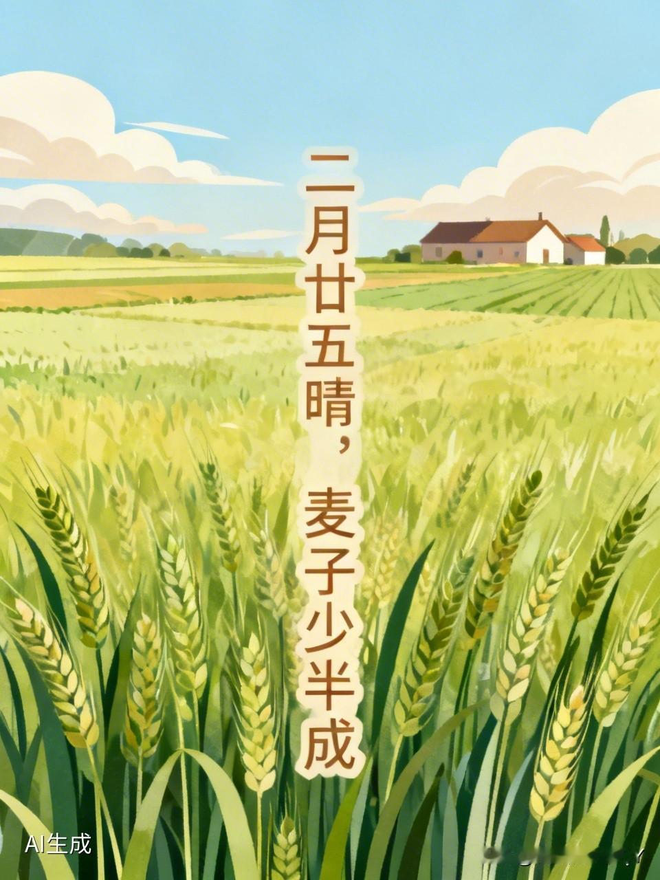 今天是二月二十五，民间有俗语云：
二月廿五天气晴，麦子收成减半成
- 二月廿五日