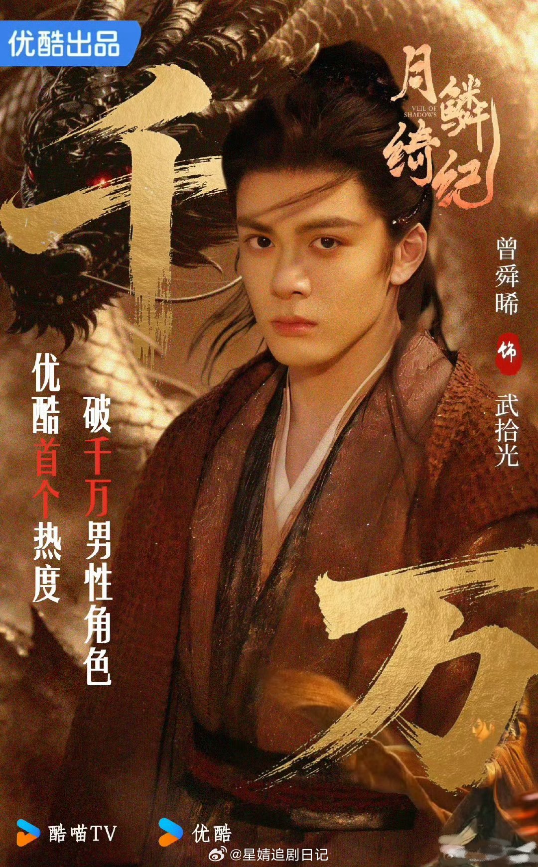 月鳞绮纪开播曾舜晞武拾光角色热度已破千万，是优酷改版以来首位破千万男艺人～曾舜晞
