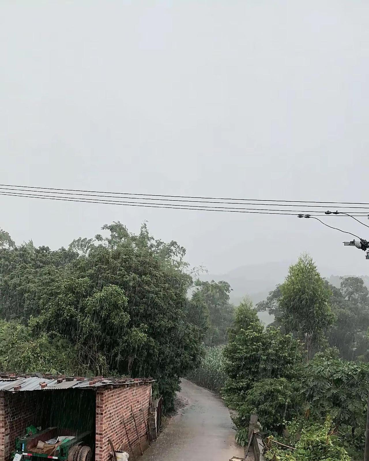 下雨天乡村真实风景