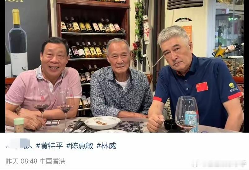 79岁陈惠敏与林威聚会喝到脸红，花百万抗癌后身形消瘦，白发苍苍 ​​​